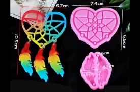 Molde silicona corazon con plumas